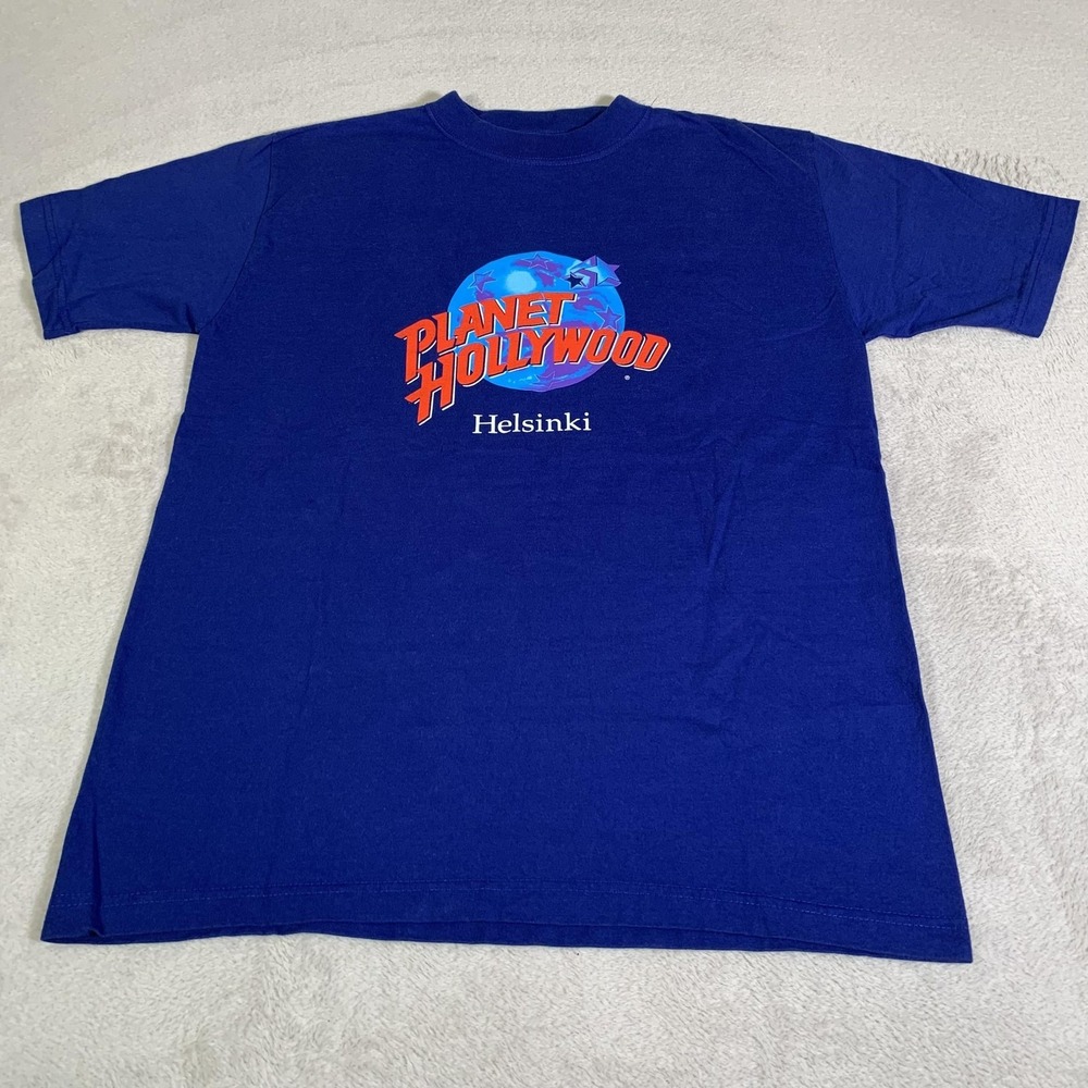 Vintage Planet Hollywood Shirt Mens Medium Blue Helsinki Finland Souvenir‎ 90s